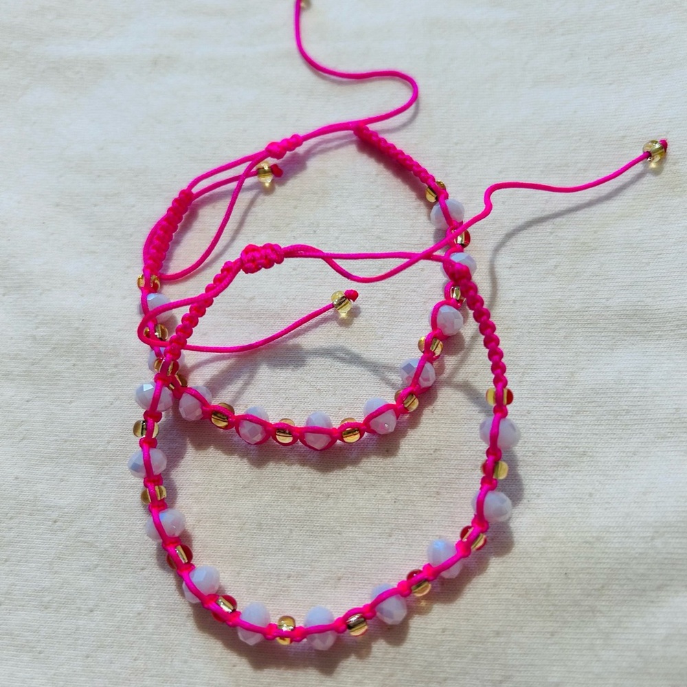 Pink and Gold Beaded Bracelets